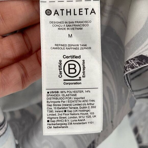 Athleta Refined Zephyr Tank Top Stretch White Grey Women‎ Medium Travel Commute - Picture 4 of 6